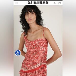 Sabina Musayev Red Floral Tank Blouse